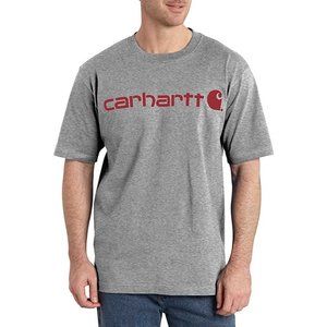 Carhartt Mens Logo Graphic T Shirt Sz M Gray Short Sleeve Crew Neck Original Fit